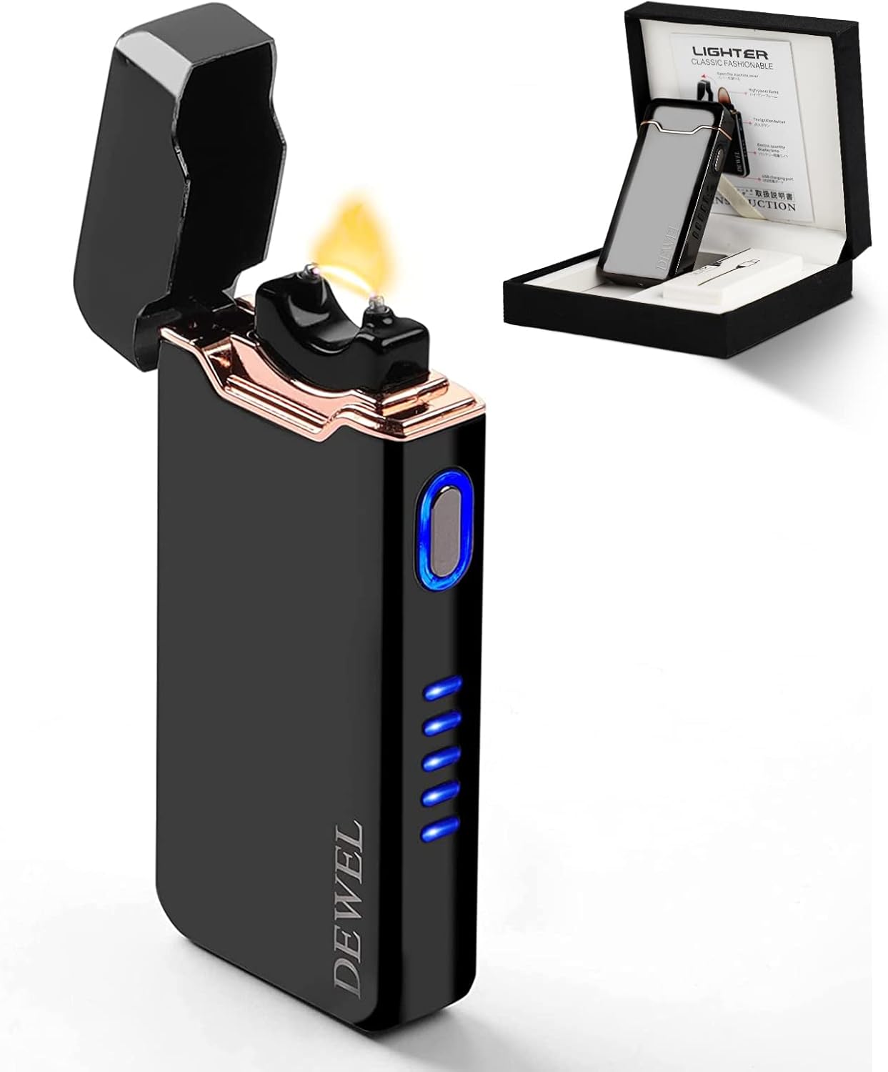 DEWEL 高火力プラズマ電子ライター USB充電式 防風 薄型 ハイパワー