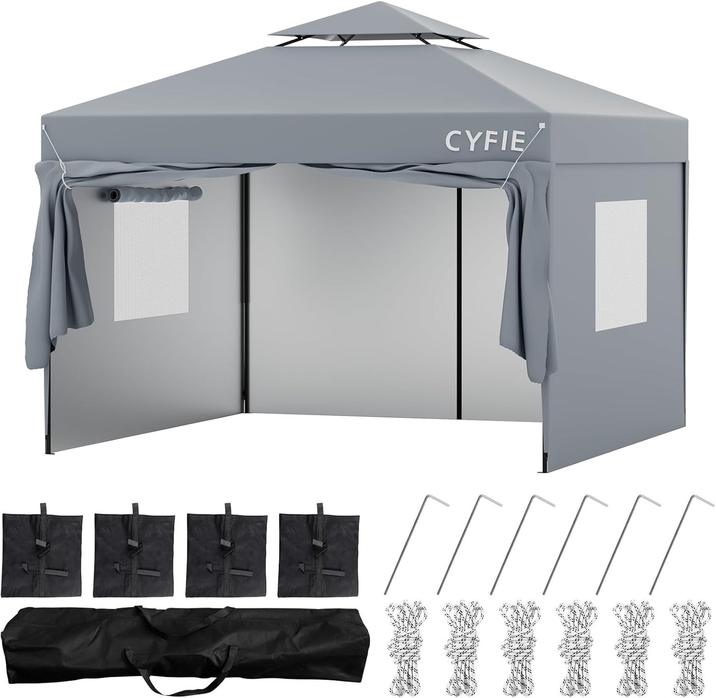 CYFIE サイドカーテン付きテント UVカット 防水 防風 3m×3m / 3m×6m アウトドア・イベント用