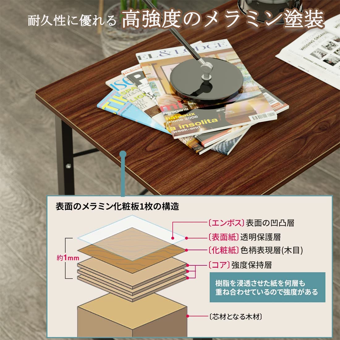 DEWEL L字型パソコンデスク 160+100cm モニターアーム対応 木製 スチールフレーム テレワーク対応