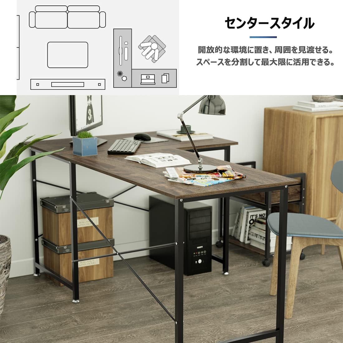 DEWEL L字型パソコンデスク 160+100cm モニターアーム対応 足元フリー設計 メラミン加工 テレワーク対応
