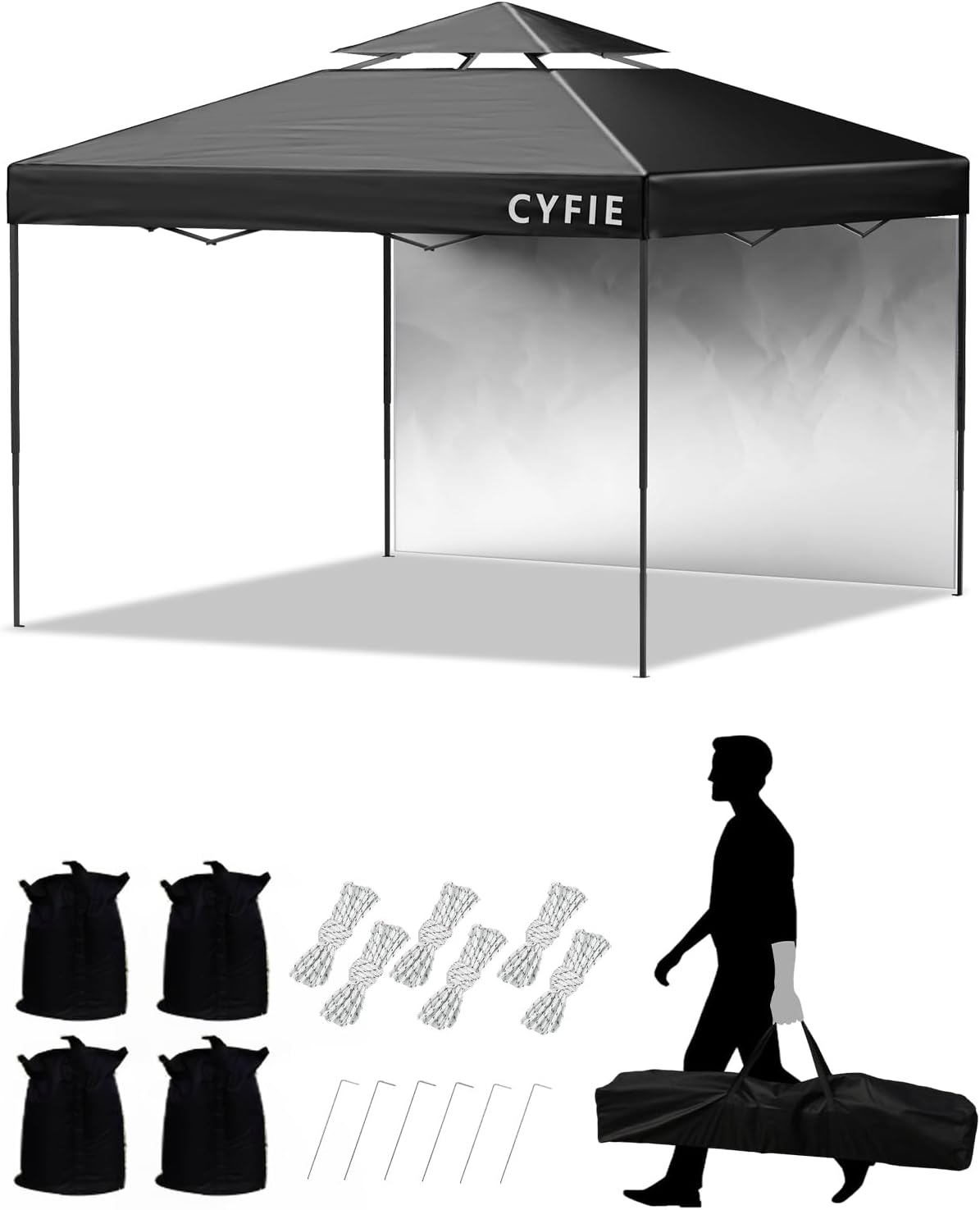 CYFIE タープテント UVカット 防水 断熱機能付き 3段階高さ調節 アウトドア・バーベキュー用