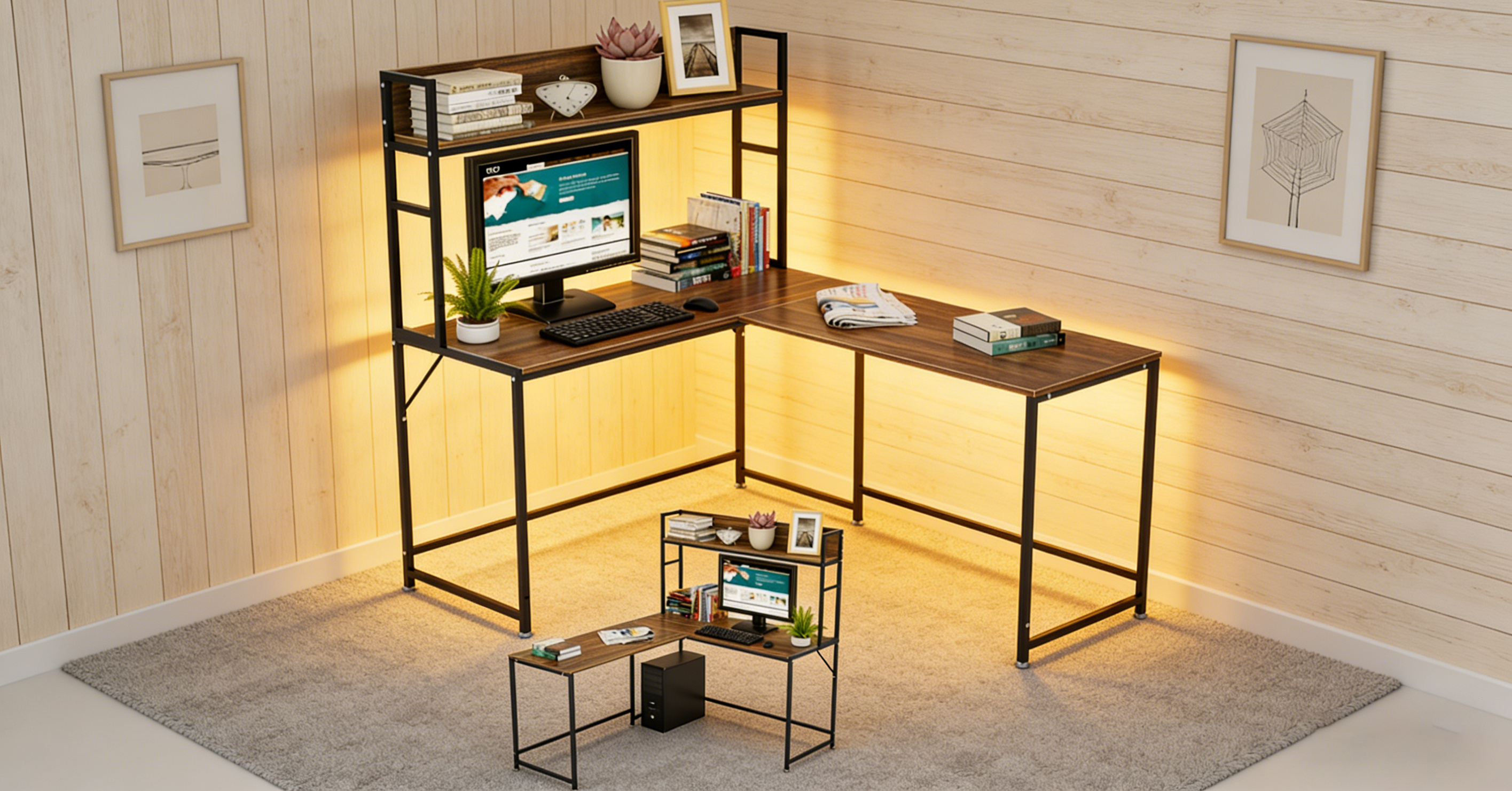 L字デスク 150cm｜収納棚付き木目調コーナーデスクで快適な作業環境