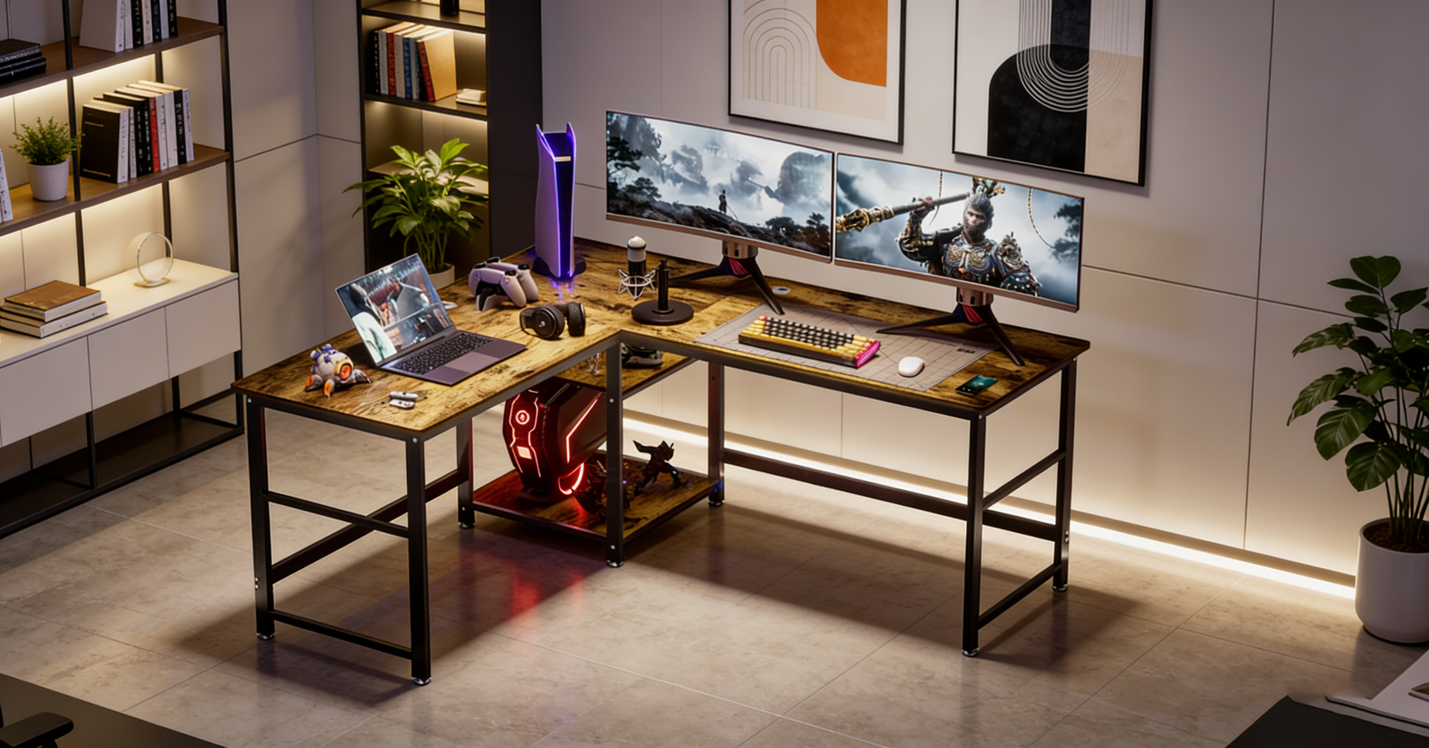 ゲーミングL字デスク170cmは大きすぎる？作業スペース不足を解決する最適な選択