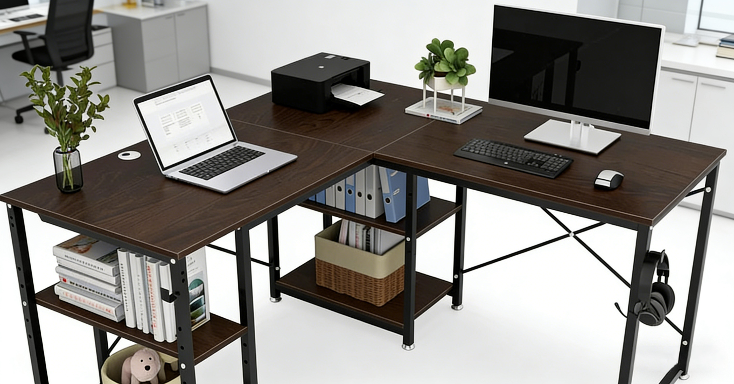 L字ゲーミングデスク 140cm / 220cm｜収納付きPCデスク 在宅ワーク対応