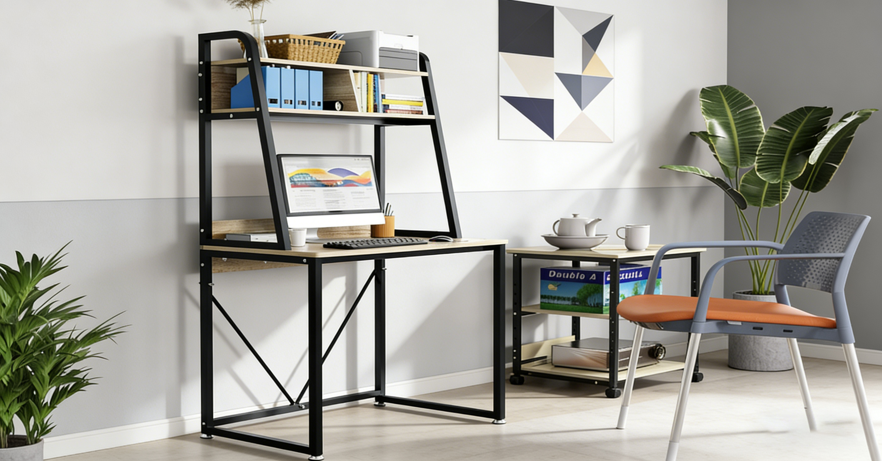 ハイタイプPCデスク80cmは狭い？在宅ワークの悩みを解決する収納付き木製デスク