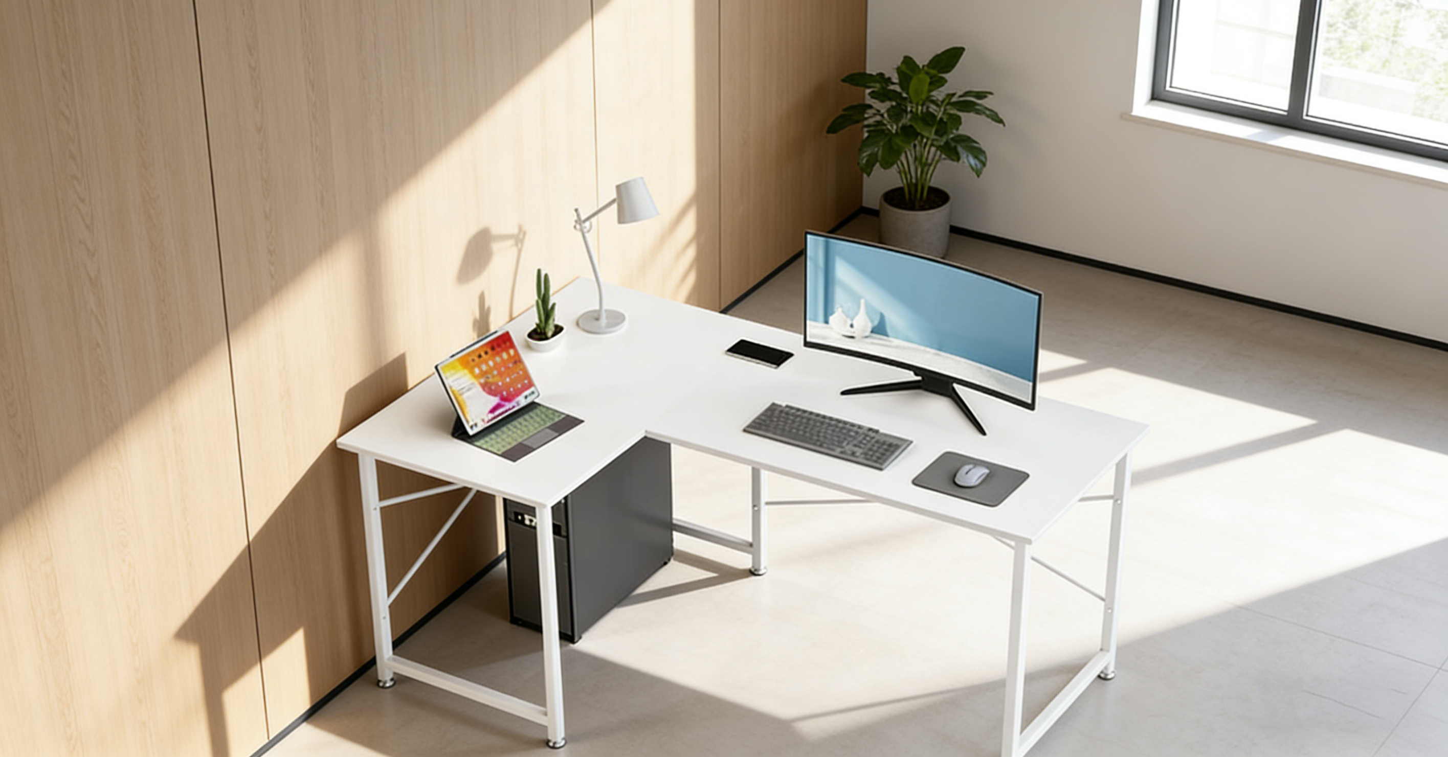 L字デスク160cmは広すぎる？在宅ワークとPC環境の悩みを解決するホワイトコーナーデスク