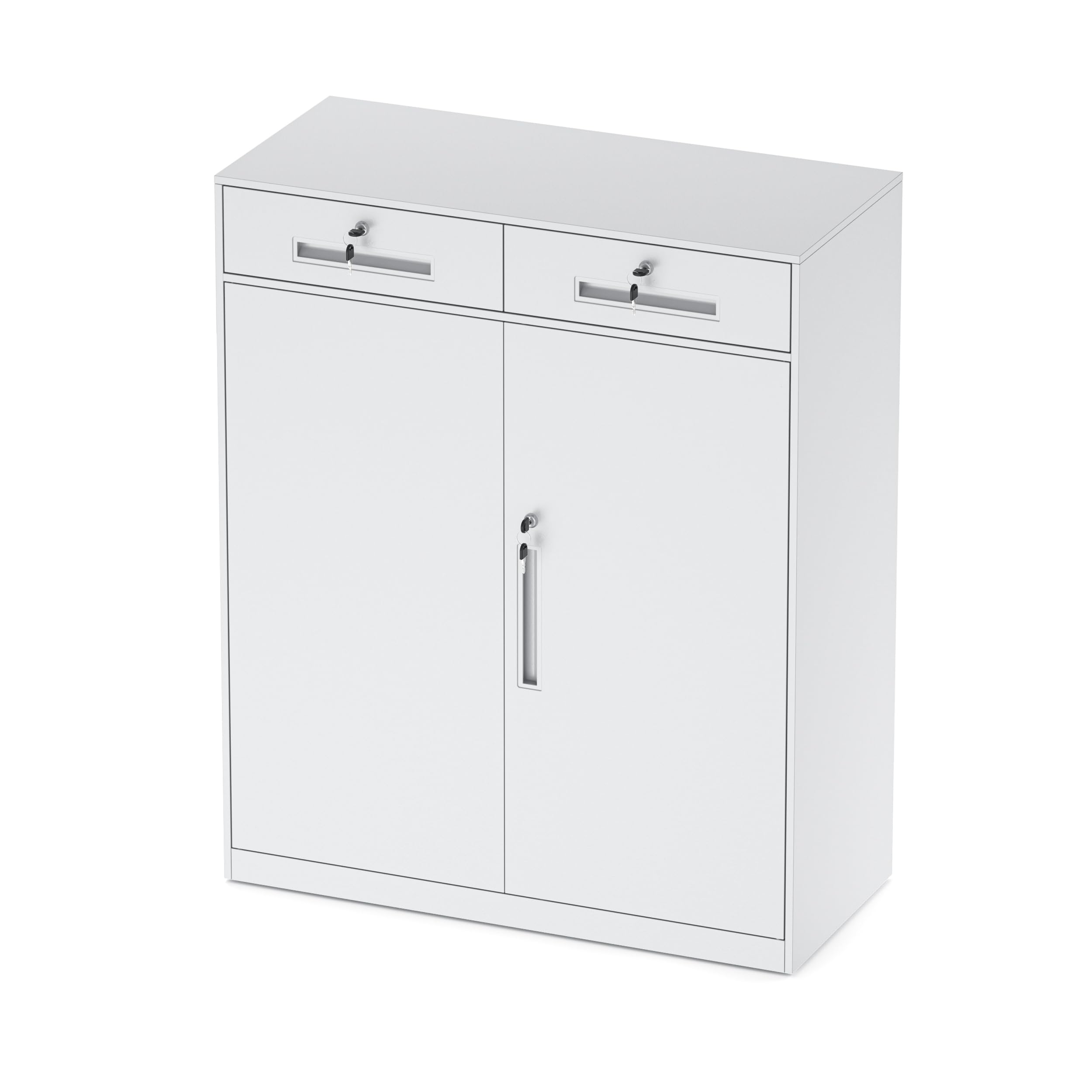 DEWEL スチールロッカー 3段 引き出し付き 両開き オフィス・学校・ロッカールーム・店舗対応 幅900×奥行400×高さ1090mm