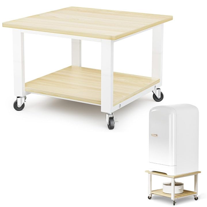 オークカラーカラーのDEWELプリンター台｜二段式収納ラック