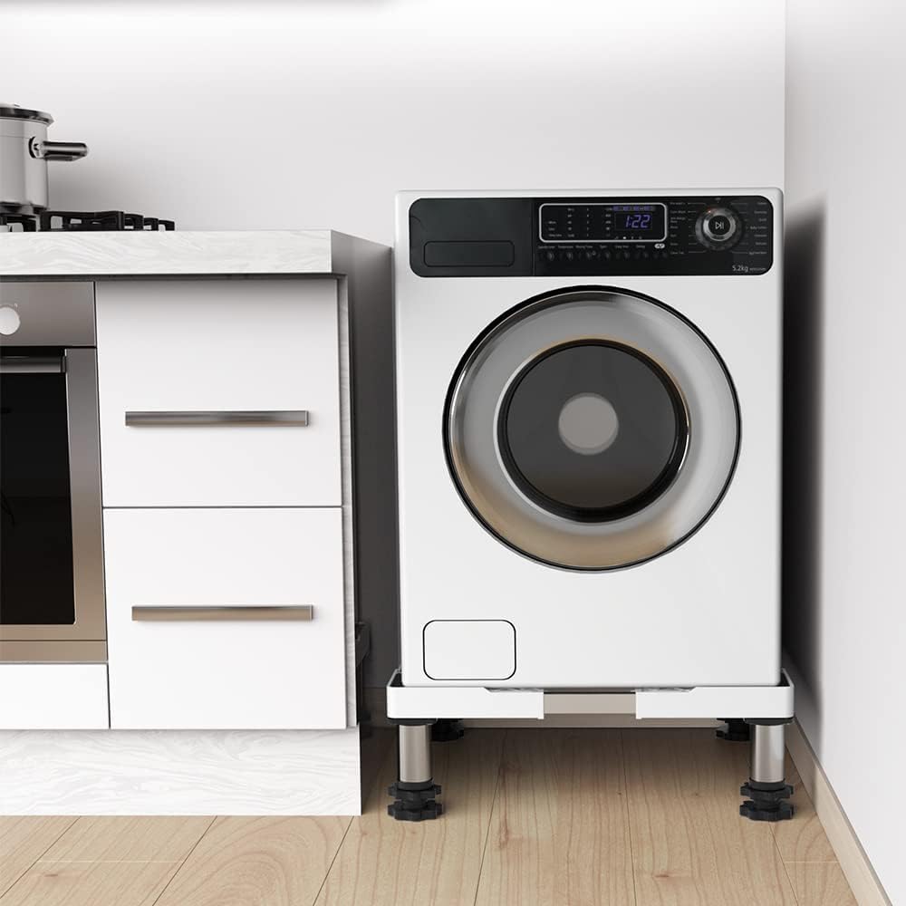 DEWEL 洗濯機用多機能底座 使用シーン – 防振・防音・水平器付き