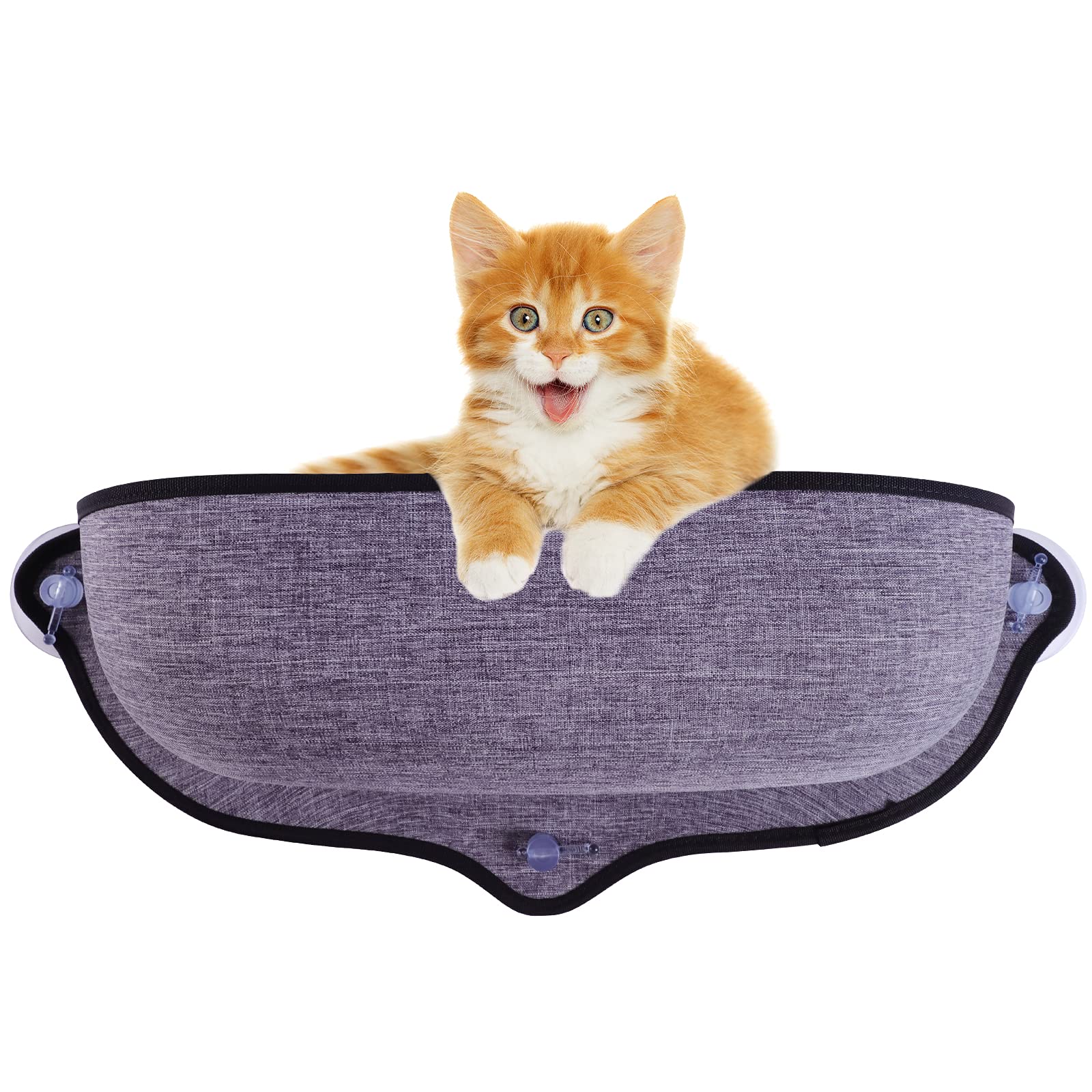 DEWEL 猫用ハンモック 窓用 吸盤式ベッド マット付き 耐荷重13kg 日向ぼっこに最適