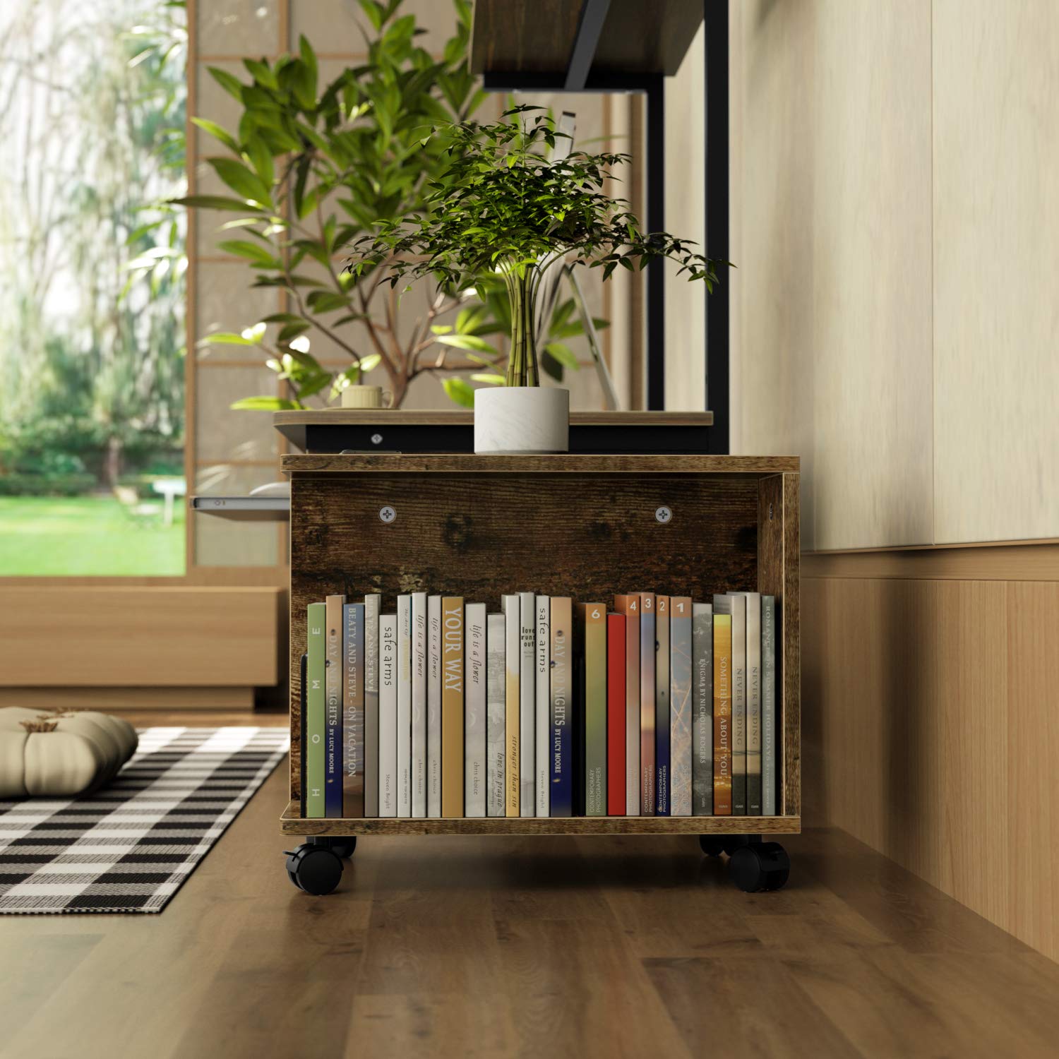 DEWEL ファイルワゴン 2段キャスター付き 天板付き 幅45cm デスク下収納ラック