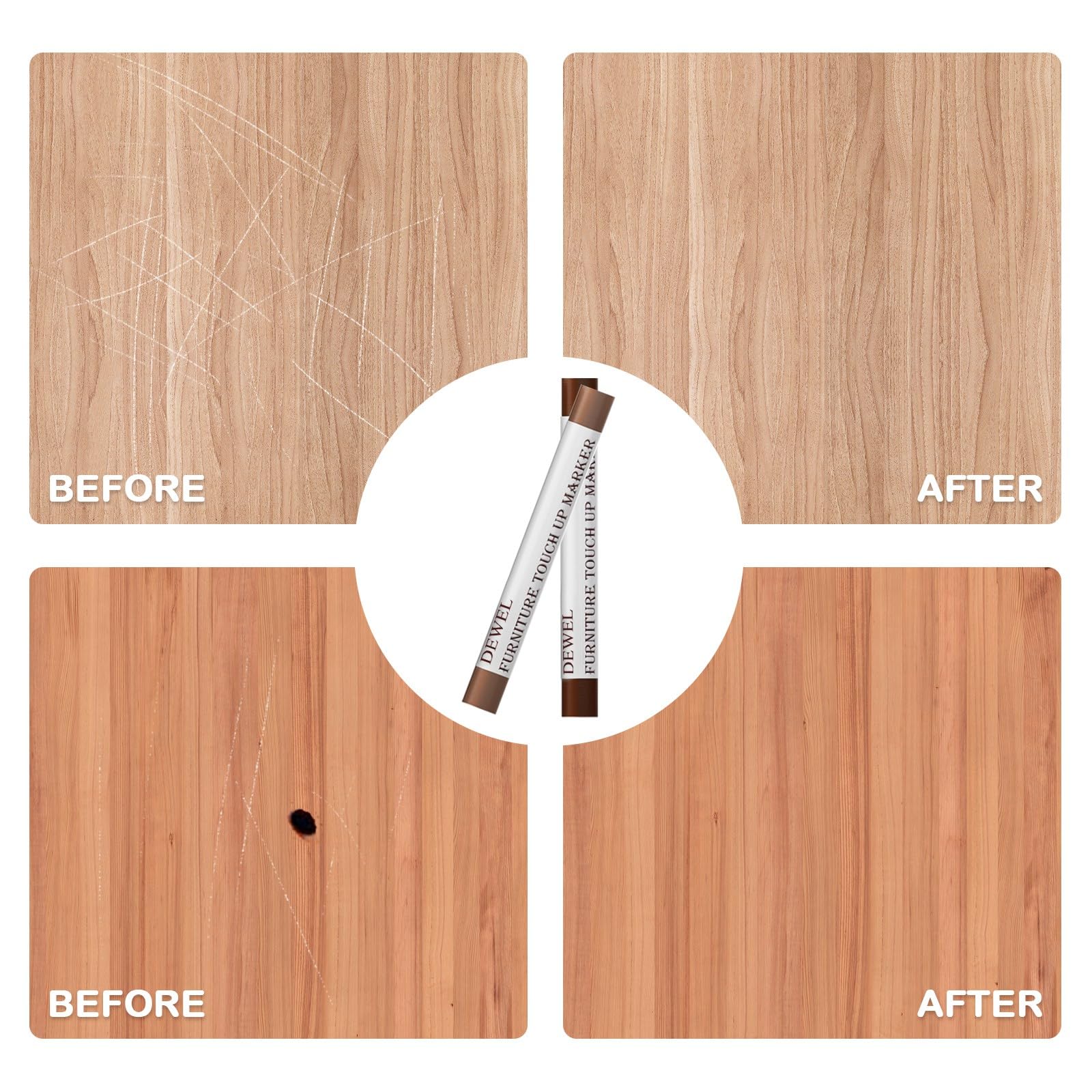 DEWEL フローリング・家具用 補修クレヨン10色セット ネジ穴・キズ・ひび割れ補修 ヘラ付き