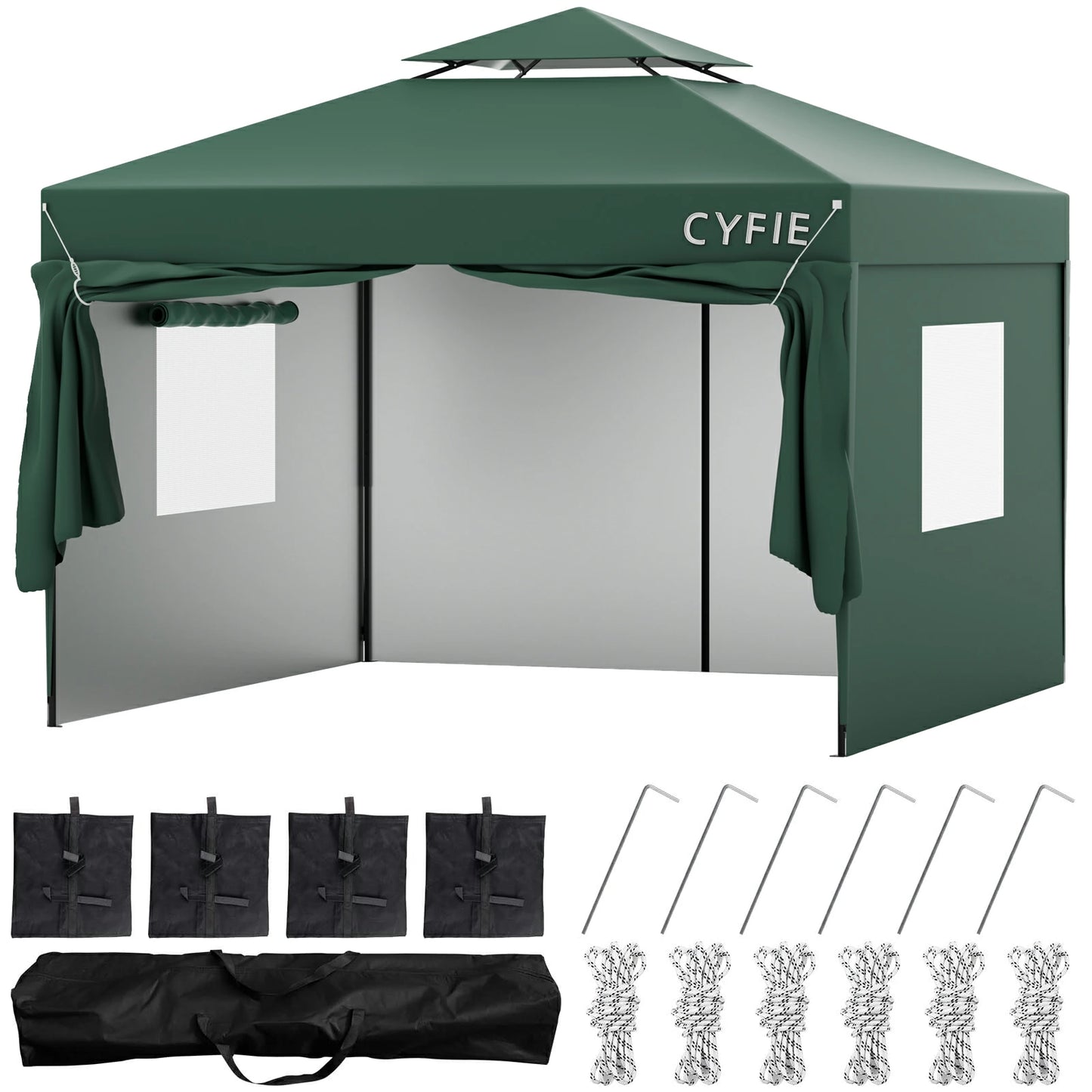 CYFIE サイドカーテン付きテント UVカット 防水 防風 3m×3m / 3m×6m アウトドア・イベント用
